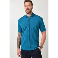 JP1880 Kurzarmhemd Piqué-Hemd FLEXNAMIC® Halbarm Buttondown-Kragen