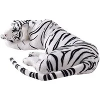 TE-Trend Kuscheltier Tiger 90cm XXL Deko Plüschtier Stofftiger Raubkatze weiß (liegend), in wohnlichem Design
