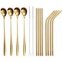 GRÄWE Trinkhalme, (14-tlg), Trinkhalm-Set 14-tlg., Edelstahl, gold
