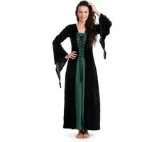 Metamorph Hexen-Kostüm Burgherrin Samtkleid schwarz-grün, Hochwertige und authentische Mittelalterkleidung zu unschlagbar günst