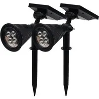 Casativo LED Gartenstrahler Solar-Gartenleuchte Erdspieß & Dämmerungssensor 200lm-Gartenstrahler, 4 weisse LEDs, Leuchtdauer ca. 8 Std. Spot 80° & Solarpanel 180° neigbar IP44
