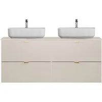 Lomadox Waschtisch DURANGO-56, Doppelwaschtisch 120 cm, Keramikwaschbecken, kaschmir, 4 Schubladen