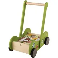 Generic Spiel-Einkaufswagen Playtive Holz Schiebewagen mit 30 Holzbausteinen