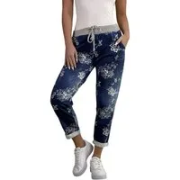 Mississhop Jogginghose Damen Hose Blumen Jogginghose Baumwolle gemustert Gr. S/M 287
