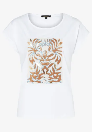 MORE & MORE - T-Shirt mit Front-Print weiß - Gr. - 42