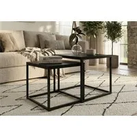 Home Collective Couchtisch Kleiner 2er Set aus Holz, Wohnzimmertisch Modern (Beistelltisch Set 2 in 1 mit Metallgestell, Büro Beistelltisch Loft Design TWIN, kratzfeste Oberfläche, Set 2 in 1), Quadratisch in Schwarz, für Wohnzimmer