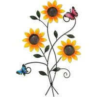 Agger Wanddekoobjekt Metall Blumen Wanddeko Wanddeko aus Metall mit Schmetterlingen (Floral Minimalist Line Art), für Wohnzimmer, Schlafzimmer,Outdoor, Garten Flur Balkon