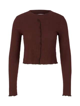 Denim Tom Tailor - Langarmshirt mit Nahtdetail bitter chocolate - Gr. - L