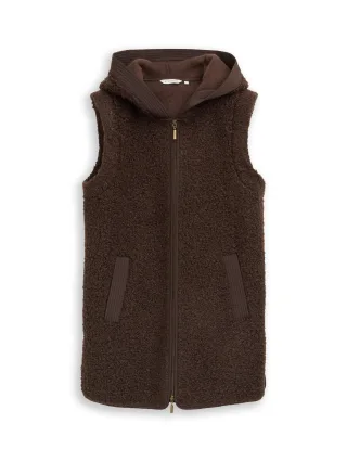 Tom Tailor - Longstyle Teddy Weste java dark brown - Gr. - XXL