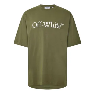 Off White - "Bookish" T-Shirt für Herren, Rundhalsausschnitt (Moosgrün/Weiß)