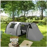 Outsunny Kuppelzelt mit Schlafzimmer Wohnzimmer 3000mm Wassersäule, Personen: 4 (wasserdicht Campingzelt, 1 tlg., Familienzelt), für Camping Reise, Grau