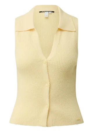 Q/S designed by - Stricktop mit Polokragen gelb - Gr. - XL