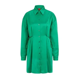 Hugo - "Keleste" Mini Shirt Dress für Damen, Satin (Grün)