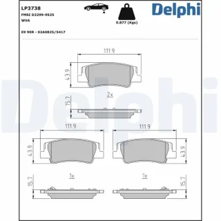 Delphi Bremsbel?ge hinten Hyundai Sonata Tucson Kia Niro Sportage
