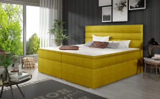 Boxspringbett Schlafzimmerbett FESTO 180x200cm Stoff Omega Gelb