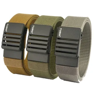 TUSHI 120cm Nylon Hard Tactical Belt for Men Metal Automatic Buckle Belt Military Belt for Outdoor Sports