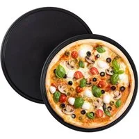 relaxdays Pizzablech rund 2er Set, Stahl