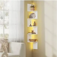 VASAGLE Eckregal Wandregal Schweberegal Bücherregal Pflanzenregal, mit LED-Beleuchtung, 5 Ebenen