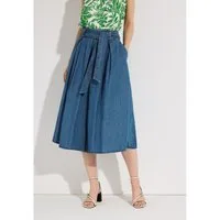 MORE&MORE A-Linien-Rock weit ausgestellter Midirock, Denim