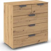 rauch Schubkastenkommode Sideboard Schubladenkommode COSTA mit farblich passenden Metallgriffen (in 2 Griff-Farben, Breite 80 cm), fünf praktische und geräumige Schubladen MADE IN GERMANY