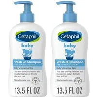 Cetaphil Haarshampoo Baby Waschgel & Shampoo Calendula 2x 400 ml, 2er-Set, 1-tlg., 2 × Cetaphil Baby Wash & Shampoo, je ca. 400 ml, Tränenfrei, 2-in-1, parabenfrei, mineralölfrei, mit Calendula