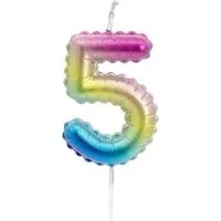 Idena Geburtstagskerze Idena Zahlenkerze 5 Regenbogen Metallic – Geburtstag