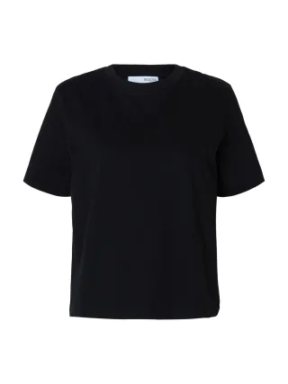 selected women - SLWESSENTIAL SS BOXY TEE NOOS Black - Gr. - S