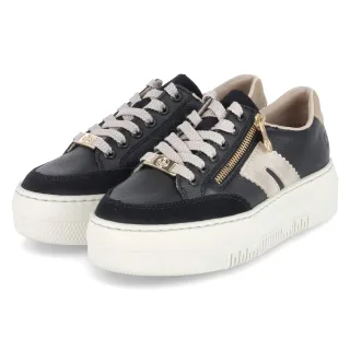 Rieker Plateausneaker  Schwarz - Gr. 38 -  Leder und Textil
