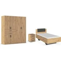 rauch Schlafzimmer-Set Komplettzimmer Komplettschlafzimmer Schlafzimmer-Set (3-St) MAIKA, (Set, 3-tlg), Schrank 3 Breiten, 2 Höhen, Bett 100 cm, Nachttisch MADE IN GERMANY