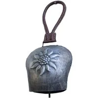Deko-Impression Hängedekoration Klangvolle Kuhglocke,Glockenschelle Eisen grau Lederband 25 cm (1 St)