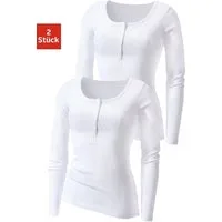H.I.S Langarmshirt mit kurzer Knopfleiste (2er-Pack) aus luftiger Rippqualität