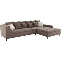 Jockenhöfer Gruppe Ecksofa MONTEVIDEO, Taupe, Cord, mit Rücken- & Zierkissen, Ottomane beidseitig montierbar, B 326 x T 213 cm