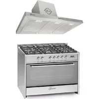 GURARI Gas-Standherd GCH E 911 X+ GCH F 461 IS 9/3, mit 1-fach-Teleskopauszug, Gas Elektro Standherd 90 cm/ Range Coocker +Dunstabzugshaube 90 cm