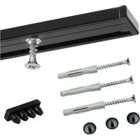 Deco-Raum Gardinenschiene Minimal, 1-läufig, kürzbar, Wunschmaßlänge, Deckenmontage, verschraubt, Aluminium, Komplett-Set vorgebohrt