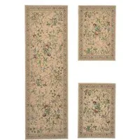 THEKO Bettumrandung Flomi Sagrini, Höhe 3 mm, (3-tlg), Teppich-Set, Flachgewebe, Pastell-Farben, Blumen Design, mit Bordüre