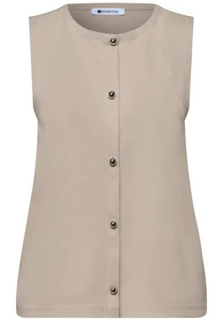 Street One - Weste aus Jersey mit Rundhals beige - Gr. - 38