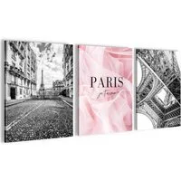 Novart Wandbild Städte Berlin London Paris Schwarz Weiß Bilder Set Deko, Paris