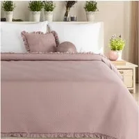 Design91 Tagesdecke BELLA RÜSCHE, Bettüberwurf mit Rüschen, elegante Tagesdecke, weiche Struktur