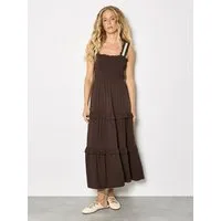 Apricot Midikleid Midi-Kleid mit gestufter Spitzenverzierung