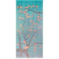 CONACORD Türvorhang Decona Blüten Dekovorhang bunt, Hakenaufhängung, halbtransparent, 90 x 200 cm, Bambus - blickdicht dank hoher Stranganzahl