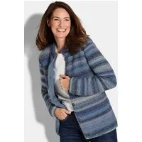 GOLDNER Strickjacke Multicolor Woll-Jacke mit Stehkragen Hüftlanger Schurwoll-Cardigan, Stehkragen, Knopfverschluss