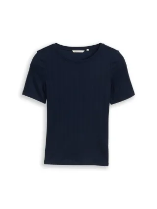 Denim Tom Tailor - Slim Fit Pointelle T-Shirt sky captain blue - Gr. - XS