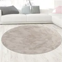 Carpetia Fellteppich Kunstfell Hasenfell-Optik, rund, Höhe: 10 mm, seidig weich & flauschig mit dichter Kurzflorstruktur