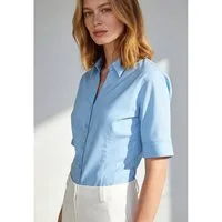 MORE&MORE Kurzarmbluse klassische, taillierte Basic-Bluse