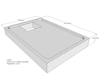 Neuesbad Wannenträger für Bette superflach 110x75x3,5 SD22776