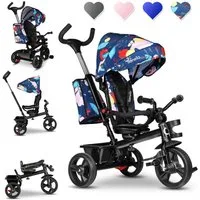 lionelo Dreirad-Kinderwagen HAARI, Elternlenkung, Zusammenklappbar, Tasche /von 18 Monaten bis 5 Jahren