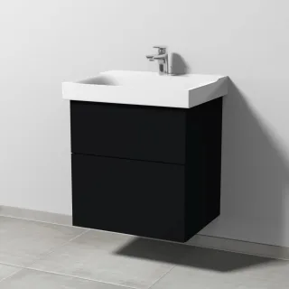 Sanipa 3way Waschtischunterbau zu Geberit Xeno2 Waschtisch mit 2 Auszügen, Schwarz-Matt SF66008