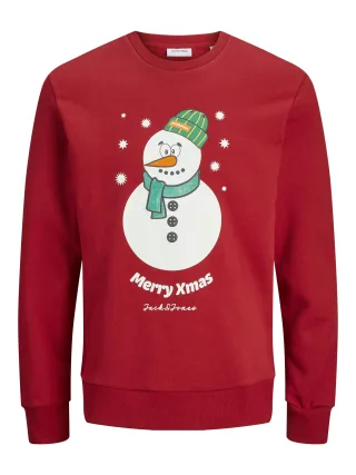 JACK&JONES - JJXMAS JOLLY SWEAT CREW NECK scarlet sage - Gr. - L