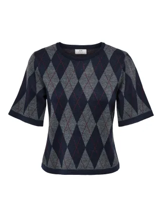 JDY - JDYMAGGY S/S ARGYLE PULLOVER KNT NOOS Smoked Pearl - Gr. - S
