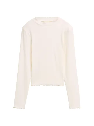 tom tailor kids - Cropped Langarmshirt mit Rippstruktur wool white - Gr. - 164
